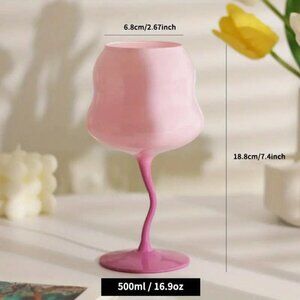500ml/17oz Lot Of 2 Large Whiskey Glass Macaroon Twist Red Wine Glass - Rose Red
